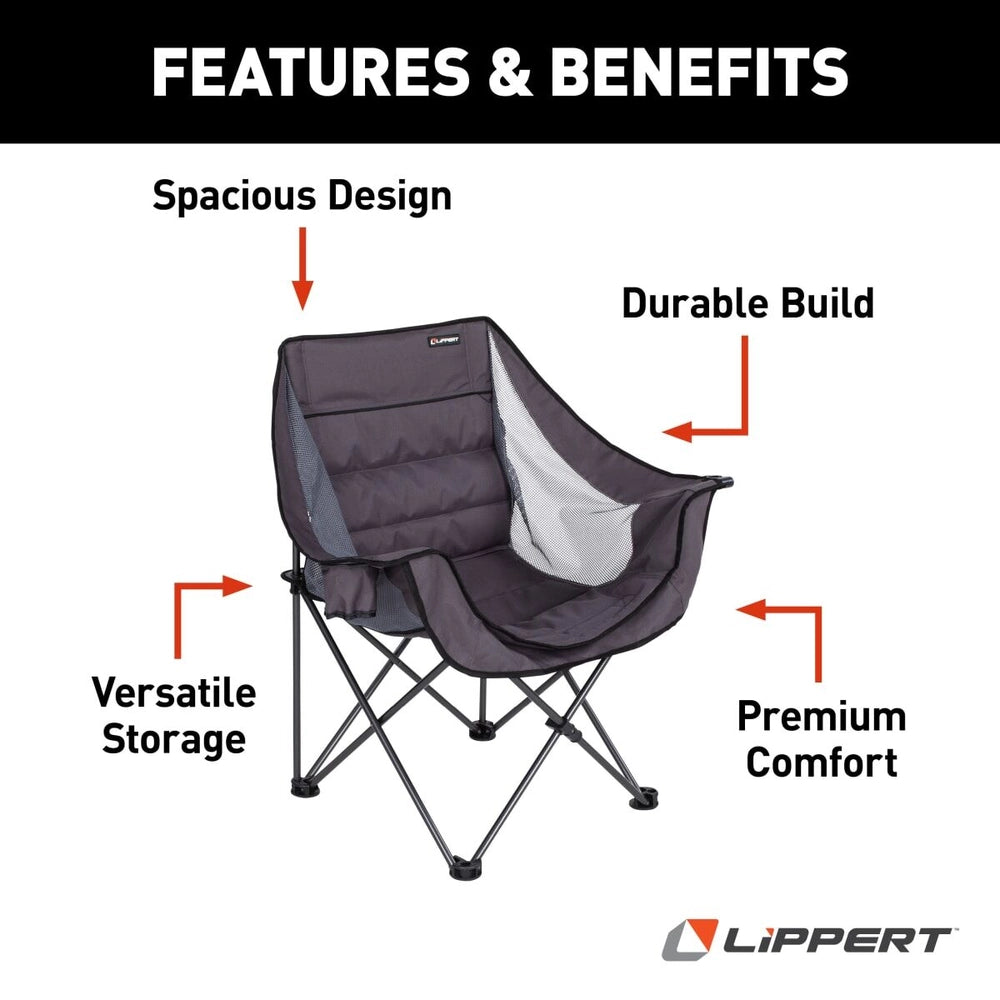 Lippert 2021128652 Campfire Folding Camping Chair, Dark Grey