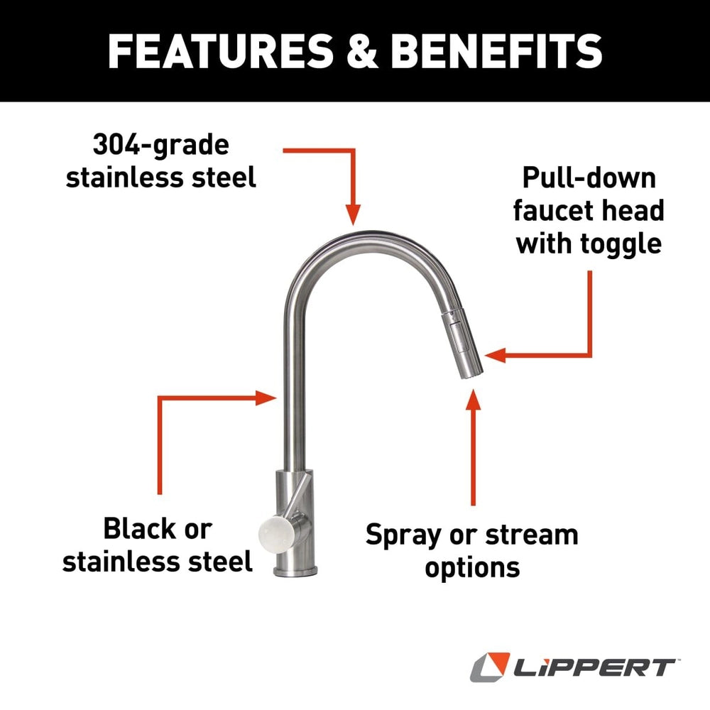 Lippert Flow Max Bullet Pull-Down Kitchen Faucet Part # 719333***Free Shipping***