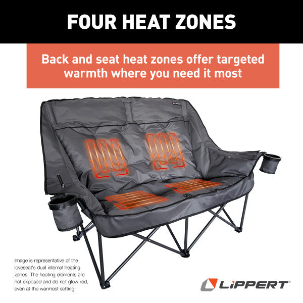 Lippert Big Bear Heated Folding Loveseat - Dark Grey #2024043335