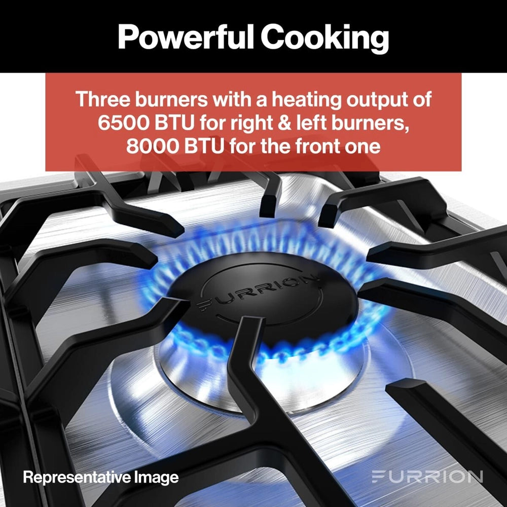 Furrion 3-Burner Gas RV Cooktop with Glass Cover - 20" Stainless Steel #FGHWCLDA-SS