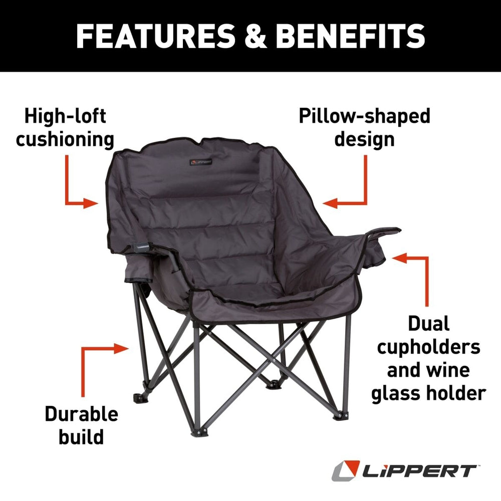 Lippert 2022114815 - Big Bear Club Camping Chair - Dark Grey