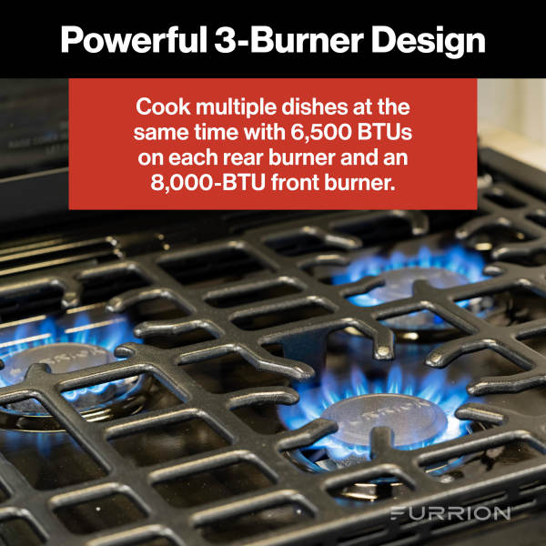 Furrion 3-Burner Gas RV Range with Flame Sense - #FGR21G3MA1B-SG