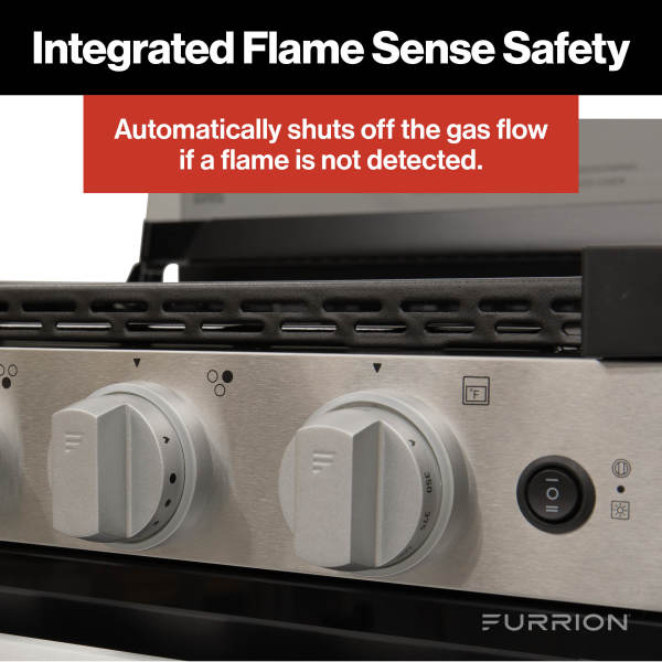 Furrion 3-Burner Gas RV Range with Flame Sense - #FGR21G3MA1B-SG
