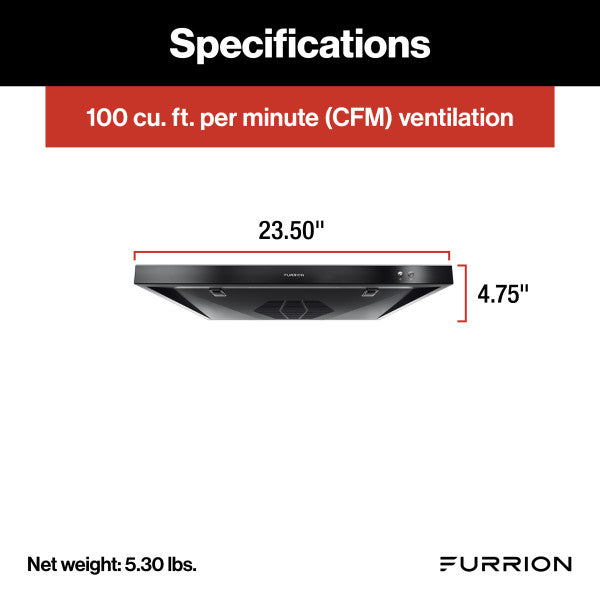 Furrion 12V Ducted RV Range Hood with Charcoal Filter - 24" - #FHO23SACR-BL
