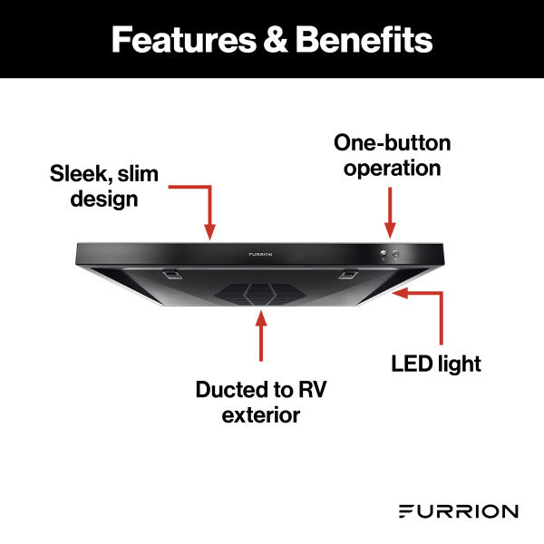 Furrion 12V Ducted RV Range Hood with Charcoal Filter - 24" - #FHO23SACR-BL