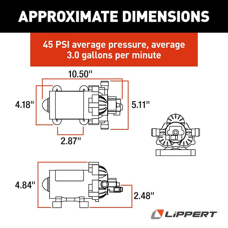 Lippert 689052 Fresh Water Pump; Flow Max; Self Priming